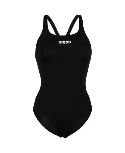Black Arena Women's Team Swim Pro solid swimsuit, stylish and functional for competitive swimming, shown on a model.