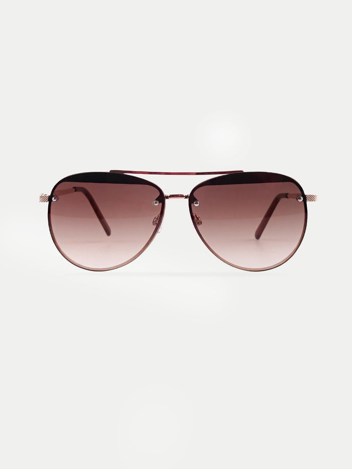 Aviator Rimless Miami Sunglasses | Gold-Brown-Image 1
