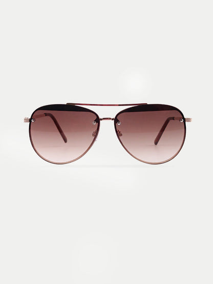 Aviator Rimless Miami Sunglasses | Gold-Brown-Image 1