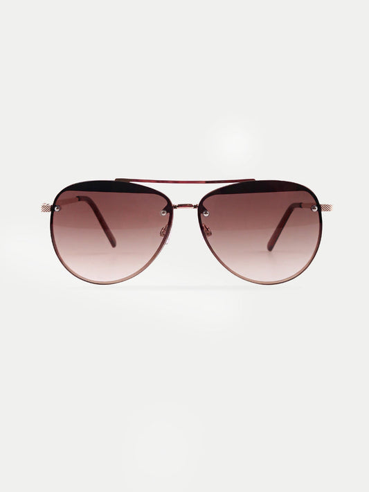 Aviator Rimless Miami Sunglasses | Gold-Brown-Image 1