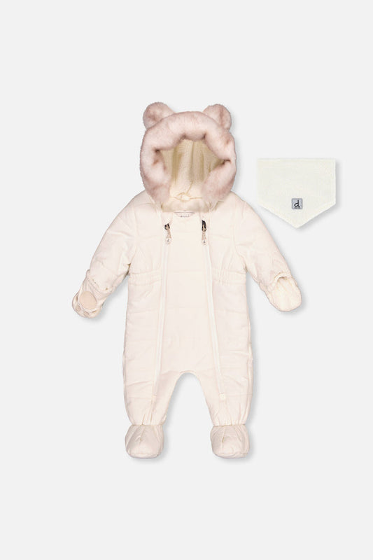 Baby One Piece Snowsuit For Car Seats Off White-0