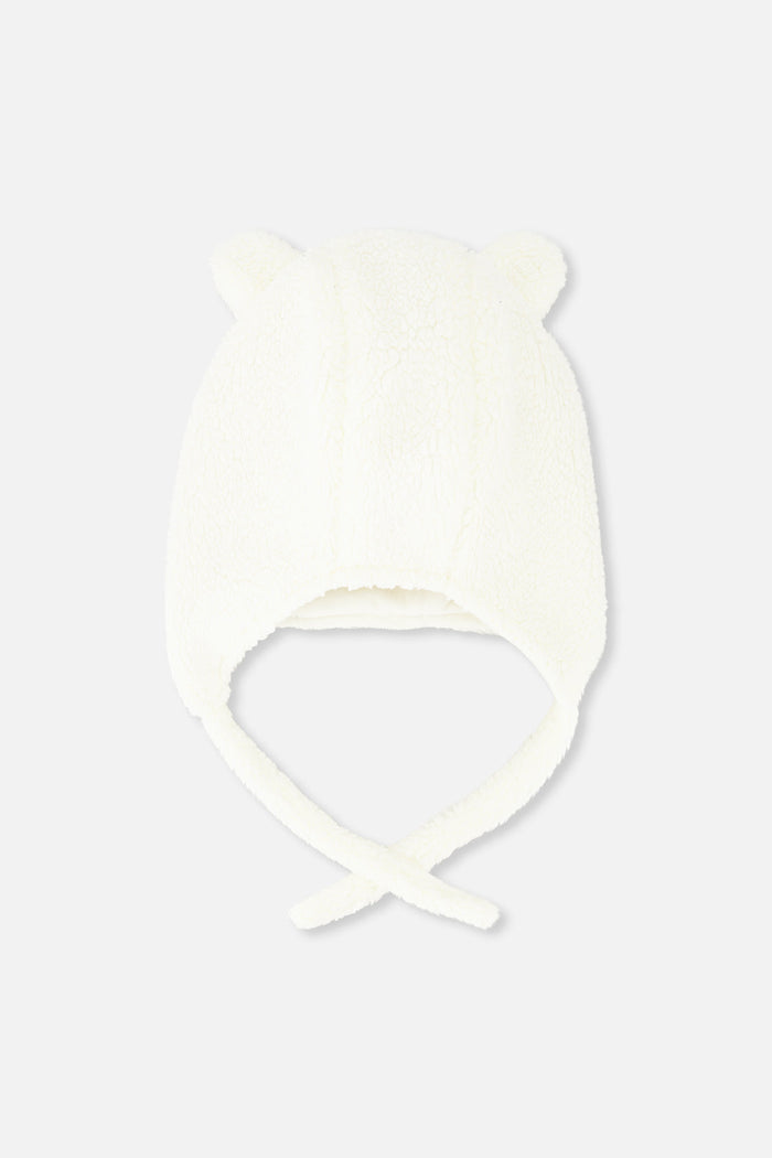 Baby Winter Sherpa Hat With Ear Flaps And Ears Off-White-2