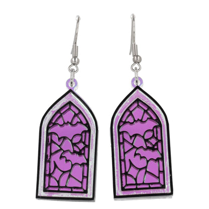 Stained Glass Window Earrings - Bats