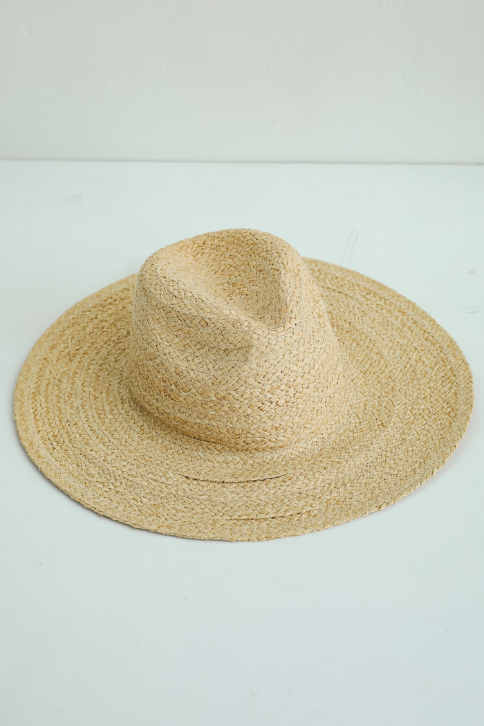 Beachside Charm Natural Straw Fedora Wide Brim Hat