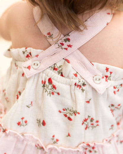Bijou Tiered Floral Baby Dress + Bloomer (Organic) - Back Detail