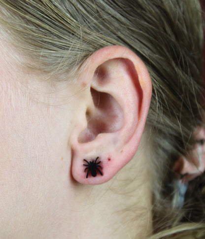 Spider Stud Earrings (Black)