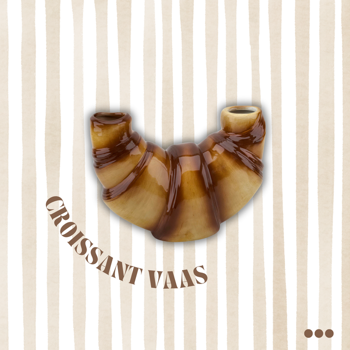 Bloemenvaas - Croissant Vaas - Bruin - Dolomiet - 20x10x15cm