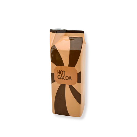 Bloemenvaas - Melkpak Vaas 'Hot Cocao' - Bruin/Karamel - Dolomiet - 10x10x25,5cm