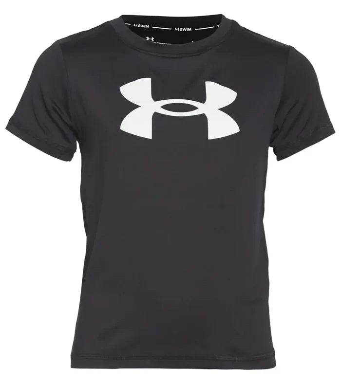 Under Armour boys short sleeve surf shirt in Black with front logo