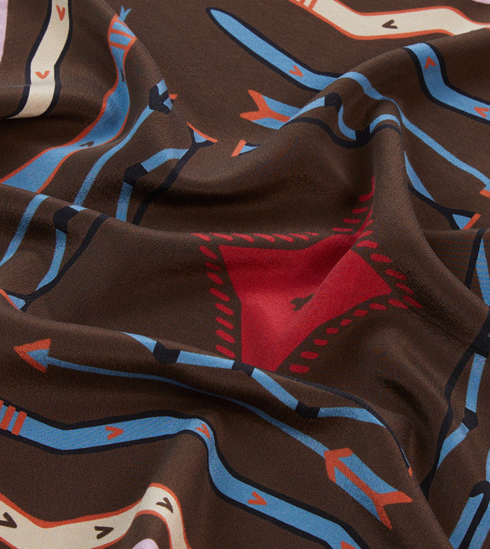 Brown and Pink Tribal Print Silk Pocket Square