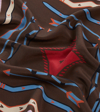 Brown and Pink Tribal Print Silk Pocket Square
