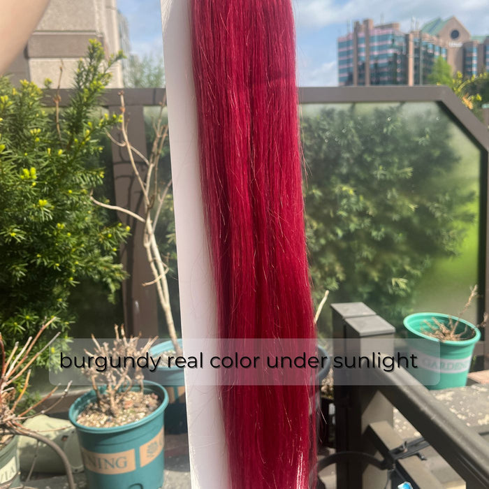 Burgundy Tape-In Hair Extensions – 100% Remy Human Hair | 20 Tapes (50g) | 10’’–30’’ | Reusable