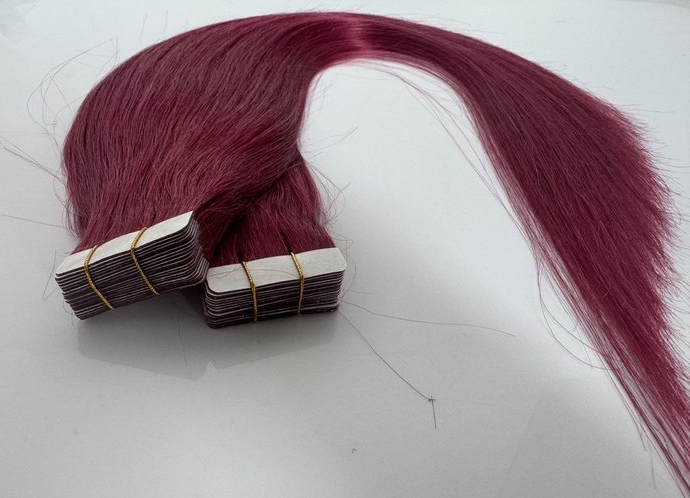 Burgundy Tape-In Hair Extensions – 100% Remy Human Hair | 20 Tapes (50g) | 10’’–30’’ | Reusable