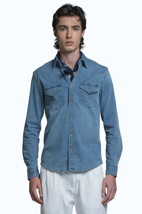 IMPURE camicia denim azzurra FORD DENIM-C49