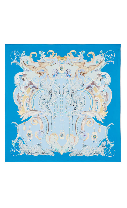 Carline Print Headscarf - Vista Blue