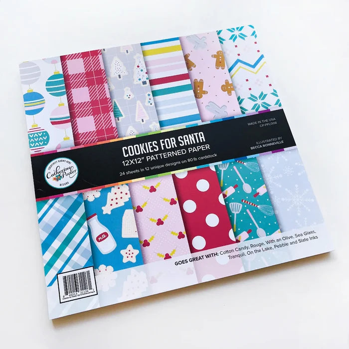 Catherine Pooler - 12x12 Patterned Paper - Cookies for Santa. Want to create custom holiday gift bag or boxes that coordinate with your holiday cards? The Cookies for Santa 12x12 Patterned Paper is here for you! Available at Embellish Away located in Bowmanville Ontario Canada.