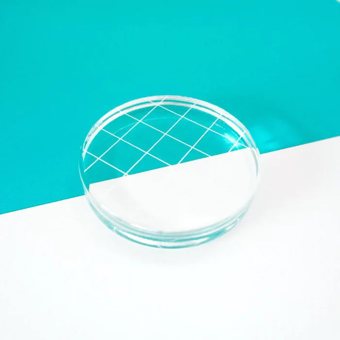 Catherine Pooler - Acrylic Grid Stamping Block - 2-3/4" Round. 2.75" clear acrylic grid. Available at Embellish Away located in Bowmanville Ontario Canada.