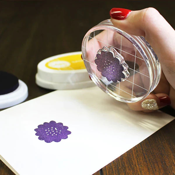 Catherine Pooler - Acrylic Grid Stamping Block - 2-3/4" Round. 2.75" clear acrylic grid. Available at Embellish Away located in Bowmanville Ontario Canada.