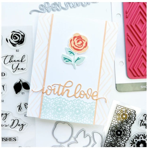 Catherine Pooler - Background Stamp - Diamonds Are Forever. They say diamonds are forever and this background stamp will forever be a favorite! This geometric nesting diamond pattern will add a just right design to your card's background. Available at Embellish Away located in Bowmanville Ontario Canada. Card example by brand ambassador.