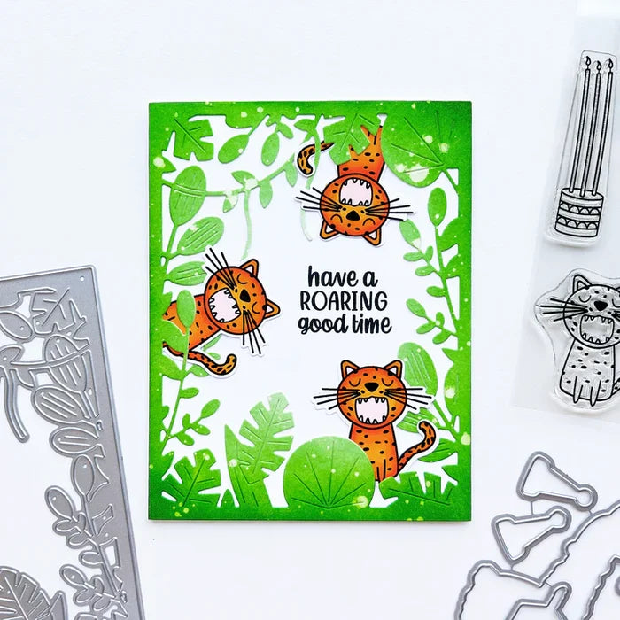 Catherine Pooler - Cover Plate Die - Deepest Darkest Peru. Home to many of our Peruvian critters (and Paddington Bear) the Deepest Darkest Peru Cover Plate Die creates a lush jungle scene. Available at Embellish Away located in Bowmanville Ontario Canada. Example by brand ambassador.