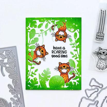 Catherine Pooler - Cover Plate Die - Deepest Darkest Peru. Home to many of our Peruvian critters (and Paddington Bear) the Deepest Darkest Peru Cover Plate Die creates a lush jungle scene. Available at Embellish Away located in Bowmanville Ontario Canada. Example by brand ambassador.