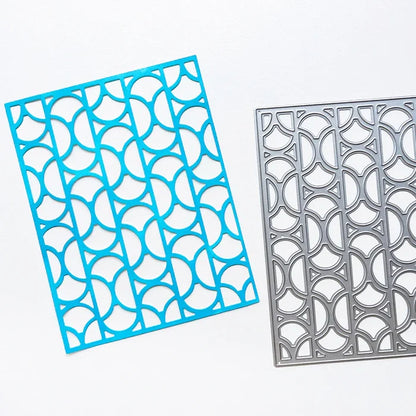 Catherine Pooler - Cover Plate Die - Doo Wop. This funky geometric cover plate die will have you singing a little doo wop ditty! The Doo Wop Cover Plate Die features a rotating pattern of half circles and shapes that bring the retro vibes. Available at Embellish Away located in Bowmanville Ontario Canada.