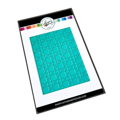 Catherine Pooler - Hot Foil Plate - Rattan. Add a gorgeous foiled pattern to your next card with the Rattan Hot Foil Plate! This woven cane pattern adds fine detail and can be cut and added to your card for a perfect background focal point. Available at Embellish Away located in Bowmanville Ontario Canada.