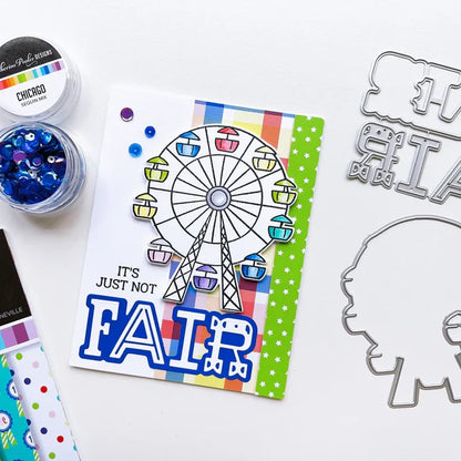 Catherine Pooler - Layered Word Dies - Fair. Perfect for adding flair to your cards and scrapbook pages- try the Fair Layered Word Die. Available at Embellish Away located in Bowmanville Ontario Canada. Example by brand ambassador.
