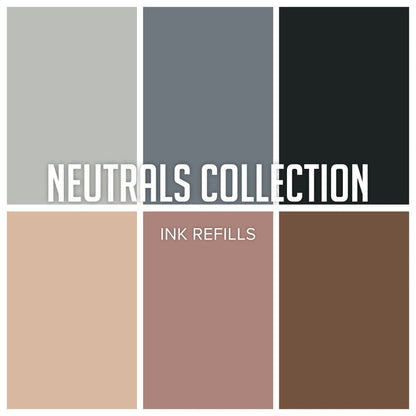 Catherine Pooler - Neutrals Ink Collection - Refills/Reinkers. The essential neutral ink colors that every crafter needs! Super deep, rich Black, Grey and Browns - the perfect shade of each. Midnight is the quintessential black and is an archival dye ink. Available at Embellish Away located Bowmanville Ontario Canada.