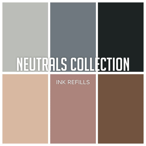 Catherine Pooler - Neutrals Ink Collection - Refills/Reinkers. The essential neutral ink colors that every crafter needs! Super deep, rich Black, Grey and Browns - the perfect shade of each. Midnight is the quintessential black and is an archival dye ink. Available at Embellish Away located Bowmanville Ontario Canada.