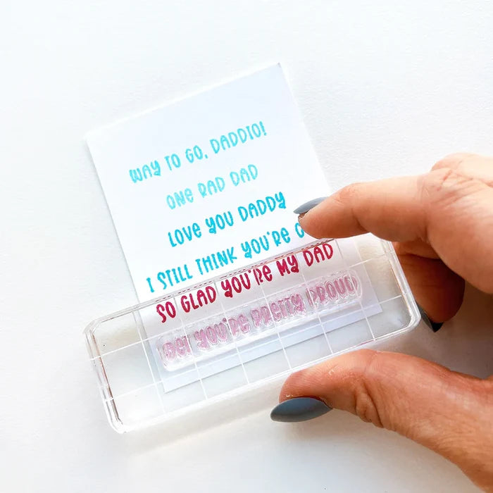 Catherine Pooler - One Liners Stamp Set - Rad Dad. Send Dad a note to let him know he's still cool in your books with the Rad Dad One Liners Stamp Set. Available at Embellish Away located in Bowmanville Ontario Canada.