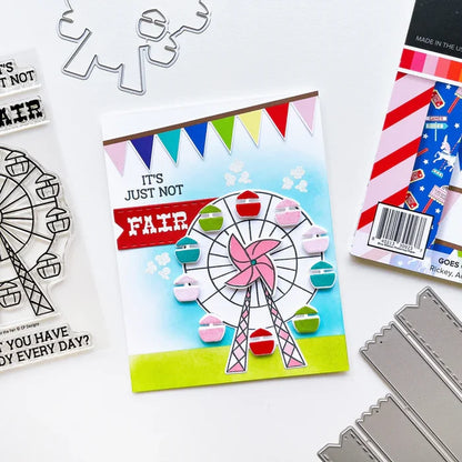 Catherine Pooler - Patterned Paper - Blue Ribbon. This pack of 6x6 paper features festive images from the fair like carousel horses and corn dogs and snow cones! Available at Embellish Away located in Bowmanville Ontario Canada. Example by brand ambassador.