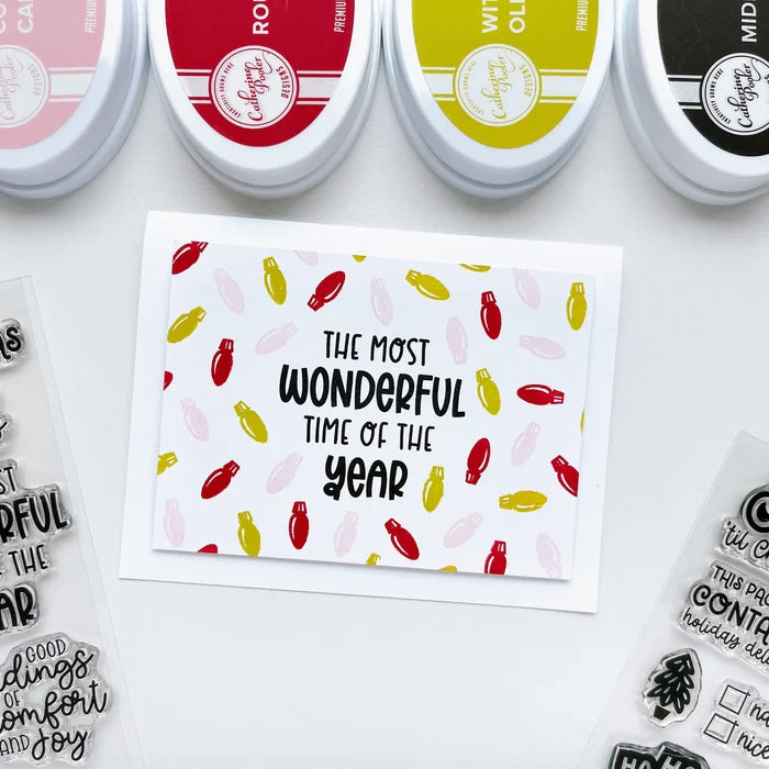 Catherine Pooler - Sentiments Stamp Set - Seasonal Mix. Get a mix of all the sentiments you need for this holiday season with the Seasonal Mix Sentiments Stamp Set! Available at Embellish Away located in Bowmanville Ontario Canada. Example by brand ambassador.
