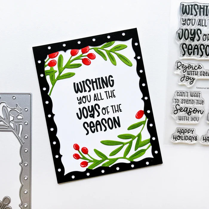 Catherine Pooler - Sentiments Stamp Set - Seasonal Mix. Get a mix of all the sentiments you need for this holiday season with the Seasonal Mix Sentiments Stamp Set! Available at Embellish Away located in Bowmanville Ontario Canada. Example by brand ambassador.