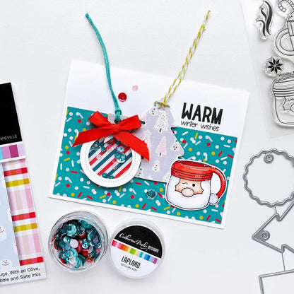 Catherine Pooler - Sequin Mix - Lapland. Did you spot Santa and his reindeer? You might when visiting the Lapland, the arctic region of Scandinavia. Available at Embellish Away located in Bowmanville Ontario Canada. Example by brand ambassador.