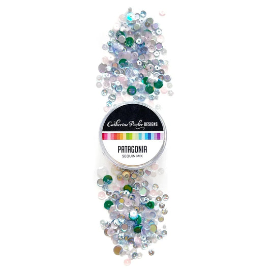 Catherine Pooler - Sequin Mix - Patagonia. Let's take an adventure to Patagonia! This southern-most mountainous region of Chile and Argentina is both lush and green and arctic! Available at Embellish Away located in Bowmanville Ontario Canada.