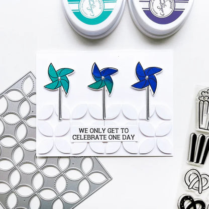 Catherine Pooler - Stamp & Die Set - Admit Two. The Admit Two Stamp Set and Dies features all the yummy fair classics like cotton candy and soft pretzels. It also has other festive elements like a pinwheel and the first place ribbon. Available at Embellish Away located in Bowmanville Ontario Canada. Example by brand ambassador.