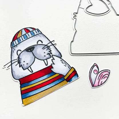 Catherine Pooler - Stamp & Die Set - Aw Shucks. Meet the cutest fisherman on the seas! The Aw Shucks Stamp & Die Set features a line art walrus that coordinates with the Ahoy Matey Stamp Set. Available at Embellish Away located in Bowmanville Ontario Canada. Example by brand ambassador.