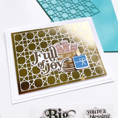 Catherine Pooler - Stamp & Die Set - Bless This House. Create a card inspired by the latest fall themed home decor trends with this Set. This set features warm and cozy fireside decor images like candles, a vase and basket of wood. Available at Embellish Away located in Bowmanville Ontario Canada. Example by brand ambassador.