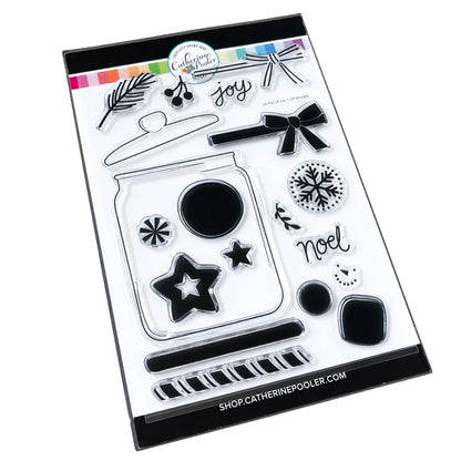 Catherine Pooler - Stamp & Die Set - Jar Full of Joy. Fill your holiday cookie jar with joy! Use the Jar Full of Joy Stamp Set and Coordinating Dies to create your own holiday decor cards! Fill the jar or turn it into a shaker card. Available at Embellish Away located in Bowmanville Ontario Canada.