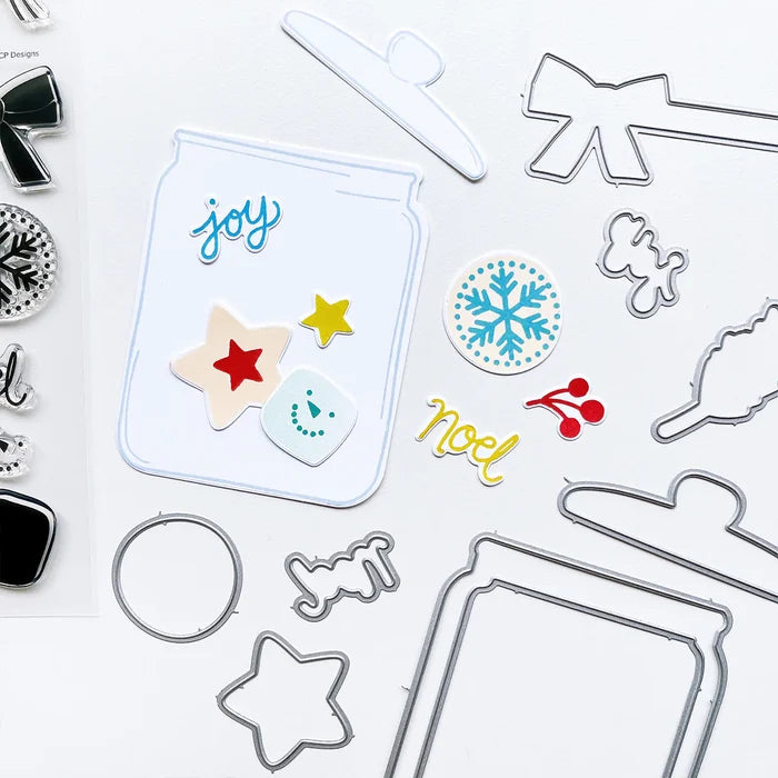 Catherine Pooler - Stamp & Die Set - Jar Full of Joy. Fill your holiday cookie jar with joy! Use the Jar Full of Joy Stamp Set and Coordinating Dies to create your own holiday decor cards! Fill the jar or turn it into a shaker card. Available at Embellish Away located in Bowmanville Ontario Canada.