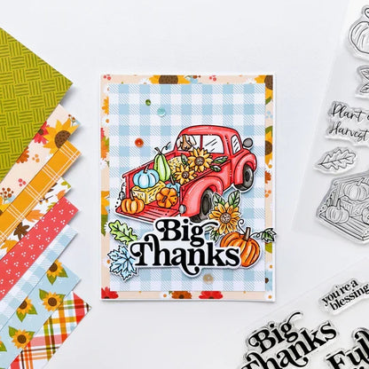 Catherine Pooler - Stamp & Die Set - Sentiments - Joyful Thanks. Send a "big thanks" with the Joyful Thanks Sentiment Stamp & Die Set. This stamp set features some large sentiments and smaller complimentary sentiments to use alone or inside the card. Available at Embellish Away located in Bowmanville Ontario Canada. Example by brand ambassador.