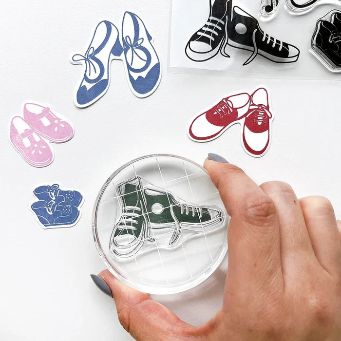 Catherine Pooler - Stamp & Die Set - Sock Hop. Travel the decades with these adorable and iconic shoe images in the Sock Hop Stamp Set and the coordinating Dies. Available at Embellish Away located in Bowmanville Ontario Canada.