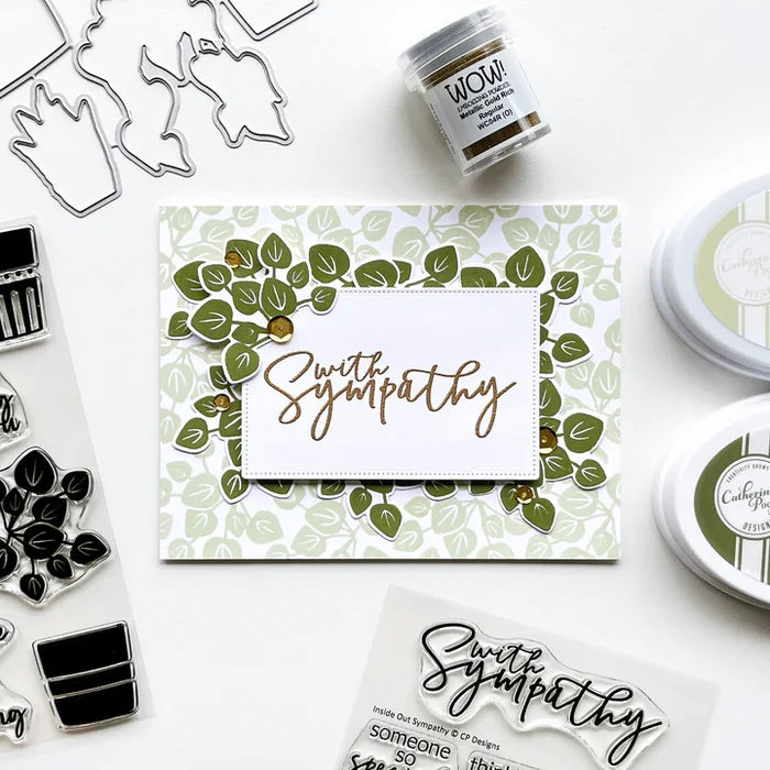 Catherine Pooler - Stamp & Dies Set - Green Thumb. Create your card happy place with this Stamp Set and dies. House plants and pots are super fun to mix and match. Grab an array of shades of green and have fun experimenting with stamping. Available at Embellish Away located in Bowmanville Ontario Canada. Card example by brand ambassador.