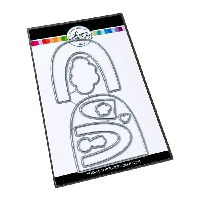 Catherine Pooler - Stamp & Dies Set - Smile Bright. Smile Bright! This 6x8 Stamp Set and coordinating dies are ready for you to piece it together to your hearts content to create a modern, boho rainbow. Available at Embellish Away located in Bowmanville Ontario Canada.