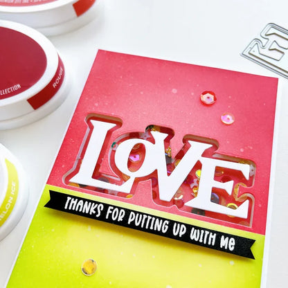 Catherine Pooler - Word Dies - Retro Love. You can always find a reason to send a little love someone's way... The Retro Love Word Die is a layered word die that was created to coordinate with the Music to My Ears Stamp Set and Dies. Available at Embellish Away located in Bowmanville Ontario Canada. card example by Catherine Pooler.