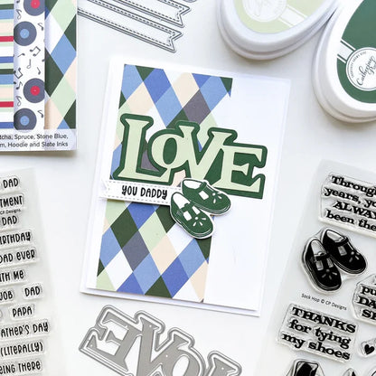 Catherine Pooler - Word Dies - Retro Love. You can always find a reason to send a little love someone's way... The Retro Love Word Die is a layered word die that was created to coordinate with the Music to My Ears Stamp Set and Dies. Available at Embellish Away located in Bowmanville Ontario Canada. card example by Catherine Pooler.