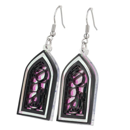 Stained Glass Window Earrings - Cat And Moon
