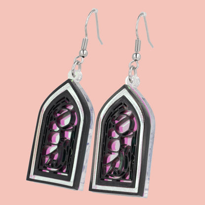Stained Glass Window Earrings - Cat And Moon