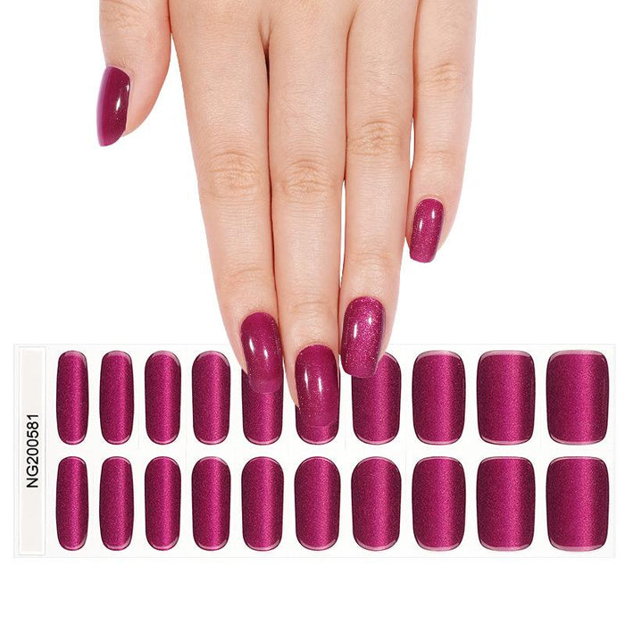 Christmas Deep Rose Red Shimmer Glitter Gel Nail Stickers